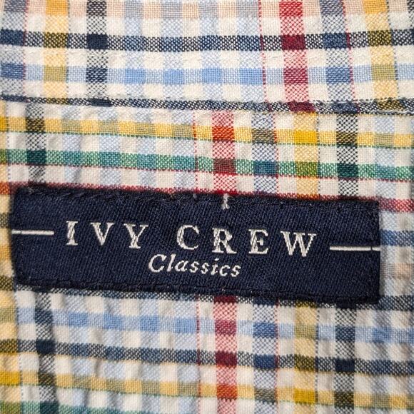 Ivy Crew XXL Shirt Men Short Sleeve Check Plaid Cotton Button Front Classic - Picture 3 of 4